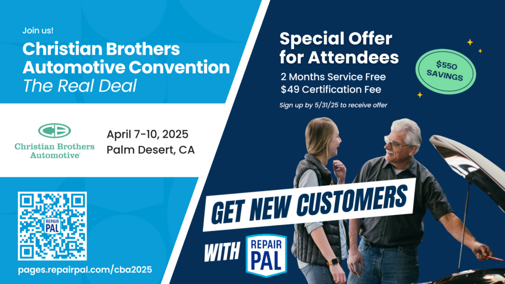 RepairPal will be at the Christian Brothers Automotive Convention from April 7-10 at the JW Marriott in Palm Desert, CA.