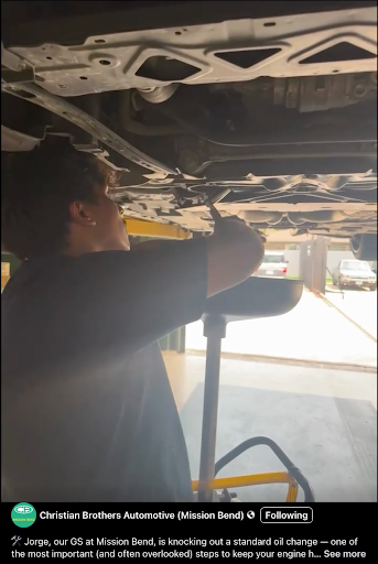 Christian Brothers Automotive (Mission Bend) showing off how their technicians follow safety standards.