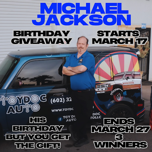 Mike Jackson, owner of RepairPal Certified shop ToyDoc Auto, promotes a giveaway contest to attract local customers.